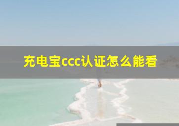 充电宝ccc认证怎么能看