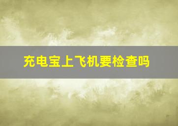 充电宝上飞机要检查吗