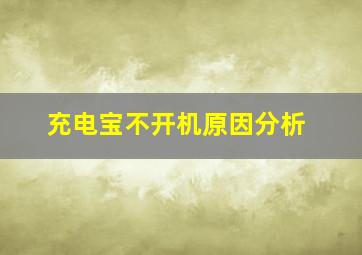 充电宝不开机原因分析