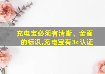 充电宝必须有清晰、全面的标识,充电宝有3c认证