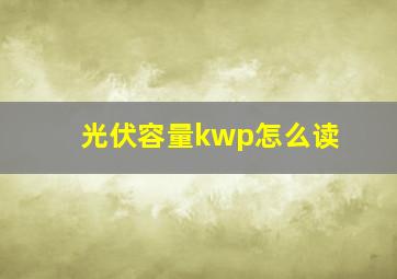 光伏容量kwp怎么读