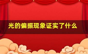 光的偏振现象证实了什么