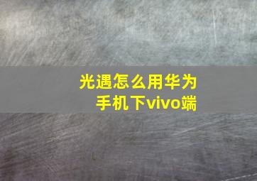 光遇怎么用华为手机下vivo端