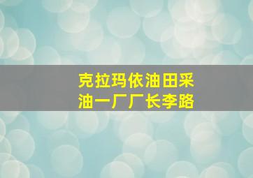 克拉玛依油田采油一厂厂长李路