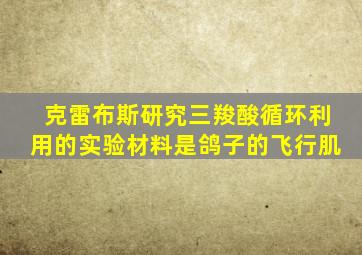 克雷布斯研究三羧酸循环利用的实验材料是鸽子的飞行肌