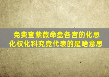 免费查紫薇命盘各宫的化忌化权化科究竟代表的是啥意思