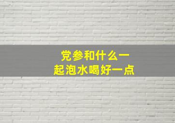 党参和什么一起泡水喝好一点