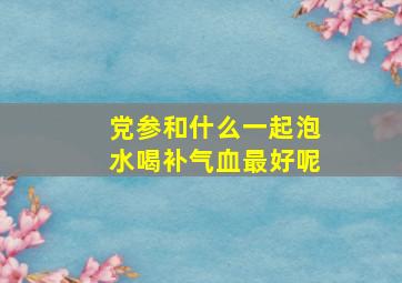 党参和什么一起泡水喝补气血最好呢