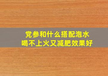 党参和什么搭配泡水喝不上火又减肥效果好