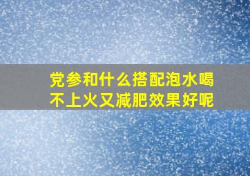 党参和什么搭配泡水喝不上火又减肥效果好呢