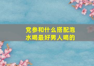 党参和什么搭配泡水喝最好男人喝的