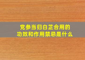 党参当归白芷合用的功效和作用禁忌是什么