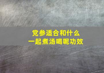 党参适合和什么一起煮汤喝呢功效