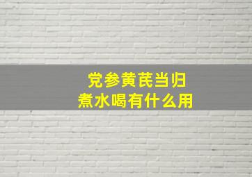 党参黄芪当归煮水喝有什么用