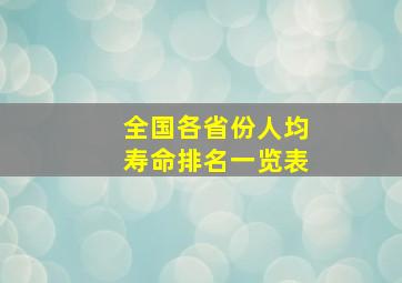 全国各省份人均寿命排名一览表