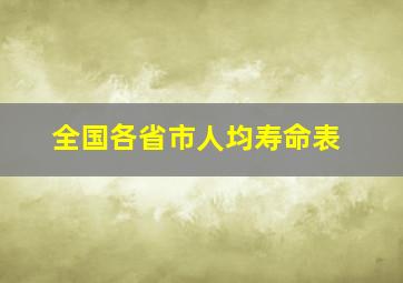 全国各省市人均寿命表