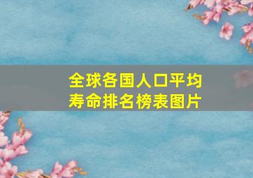 全球各国人口平均寿命排名榜表图片