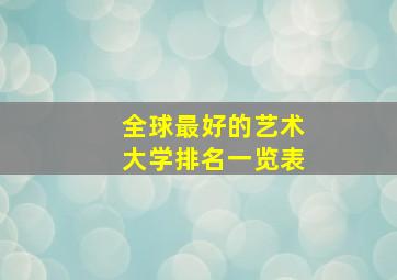 全球最好的艺术大学排名一览表