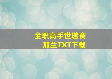 全职高手世邀赛加兰TXT下载