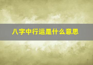 八字中行运是什么意思