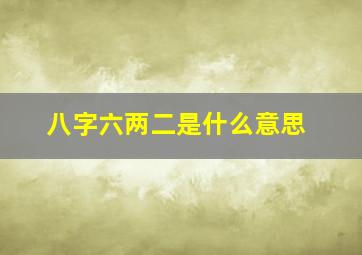 八字六两二是什么意思