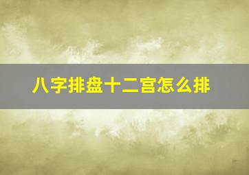 八字排盘十二宫怎么排