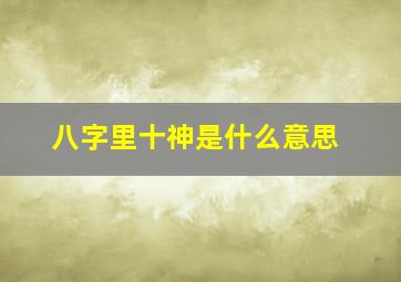 八字里十神是什么意思