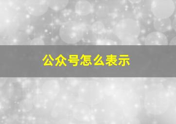 公众号怎么表示