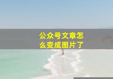 公众号文章怎么变成图片了