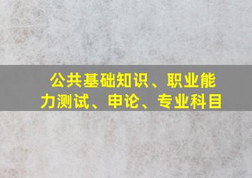 公共基础知识、职业能力测试、申论、专业科目