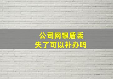 公司网银盾丢失了可以补办吗