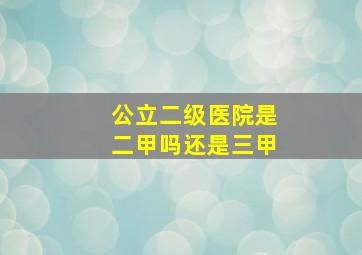 公立二级医院是二甲吗还是三甲