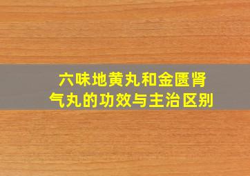 六味地黄丸和金匮肾气丸的功效与主治区别