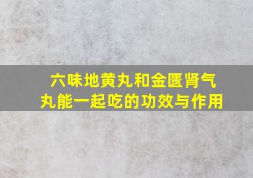 六味地黄丸和金匮肾气丸能一起吃的功效与作用