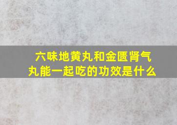 六味地黄丸和金匮肾气丸能一起吃的功效是什么