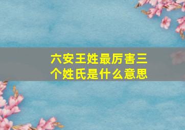 六安王姓最厉害三个姓氏是什么意思