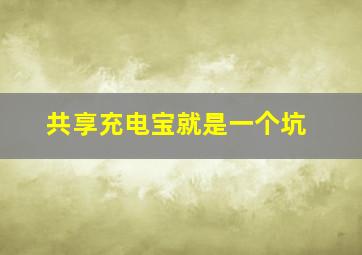 共享充电宝就是一个坑