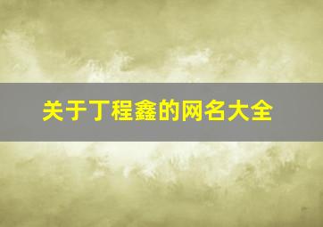 关于丁程鑫的网名大全