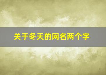 关于冬天的网名两个字