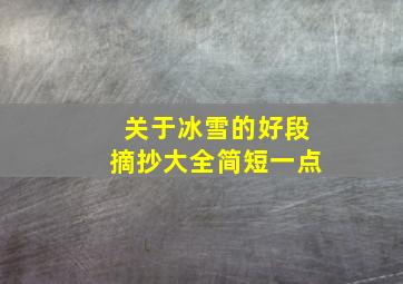 关于冰雪的好段摘抄大全简短一点