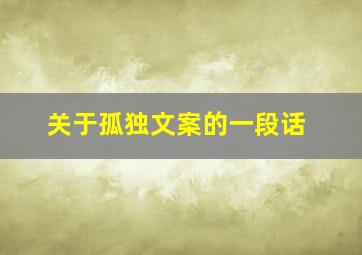 关于孤独文案的一段话