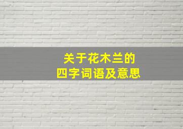 关于花木兰的四字词语及意思