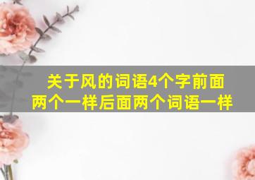 关于风的词语4个字前面两个一样后面两个词语一样