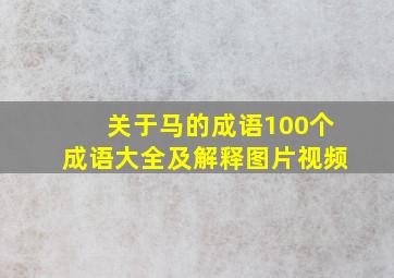 关于马的成语100个成语大全及解释图片视频