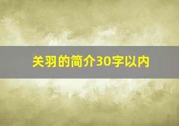 关羽的简介30字以内