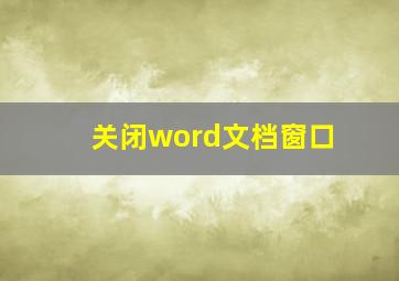 关闭word文档窗口