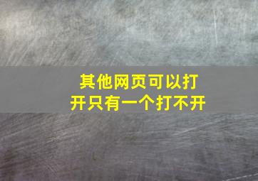 其他网页可以打开只有一个打不开