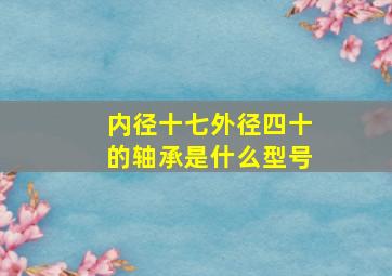 内径十七外径四十的轴承是什么型号