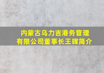 内蒙古乌力吉港务管理有限公司董事长王晖简介