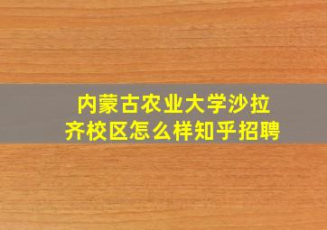 内蒙古农业大学沙拉齐校区怎么样知乎招聘